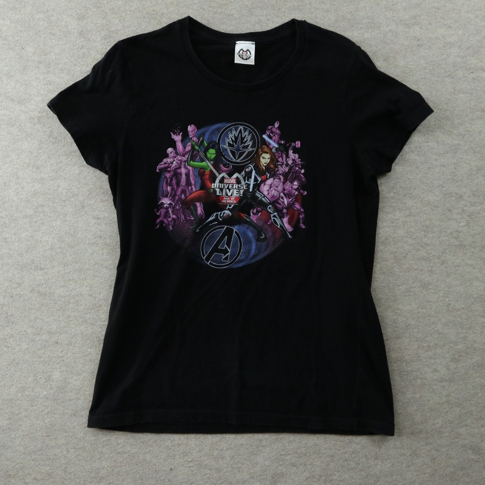 Marvel Universe Live T Shirt Large Age of Heroes 2017 Avengers Graphic Tee Black